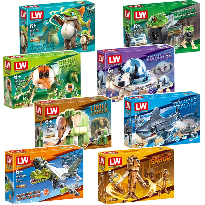 Blocs de construction animaux cerveau — jouet briques, cadeau enfants, boîte aveugle