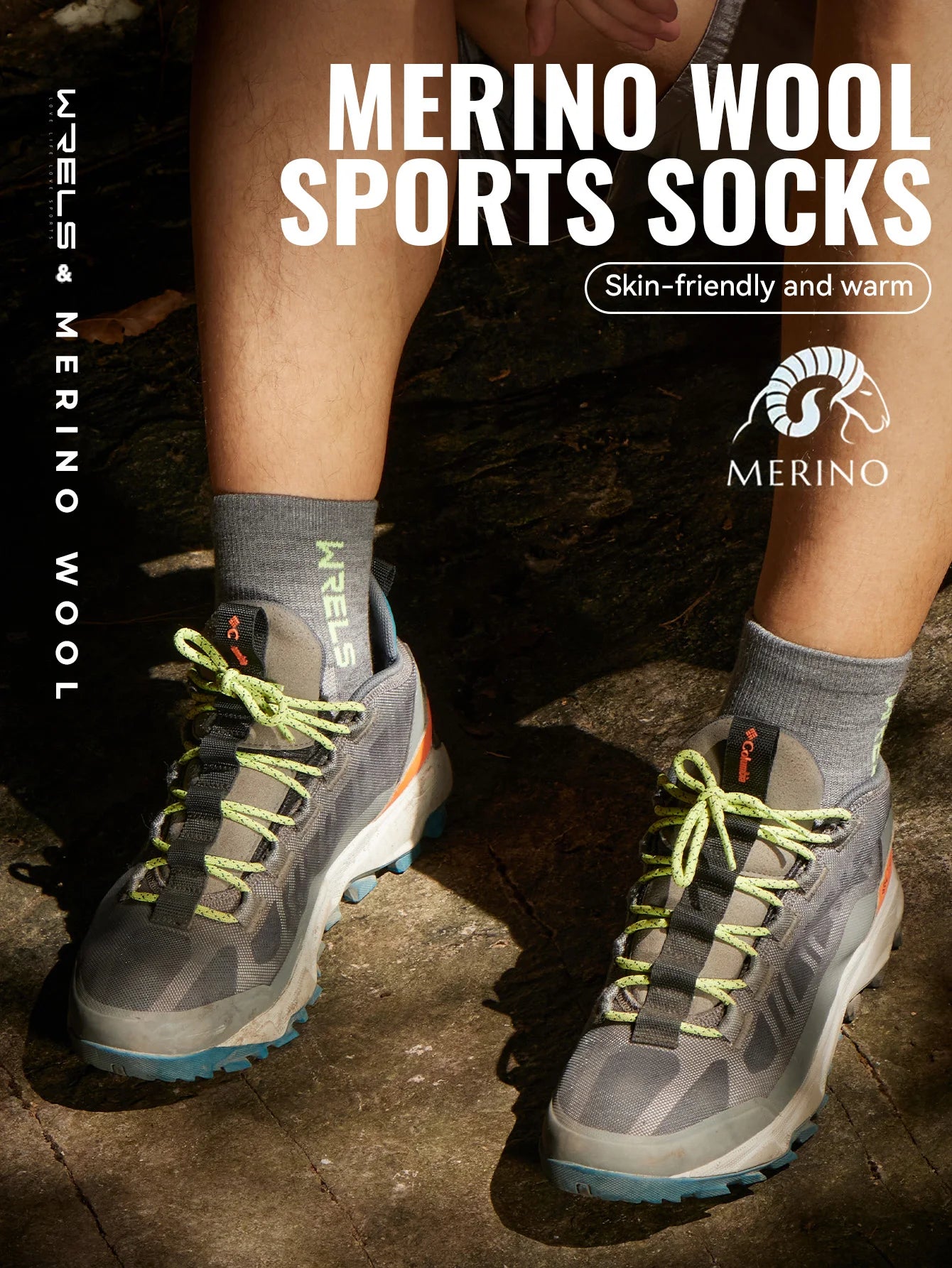 WRELS 1/2/3 paires chaussettes en laine mérinos thermique chaud hiver haute élastique épais chaussettes de randonnée Absorption d'humidité chaussettes de sport en laine