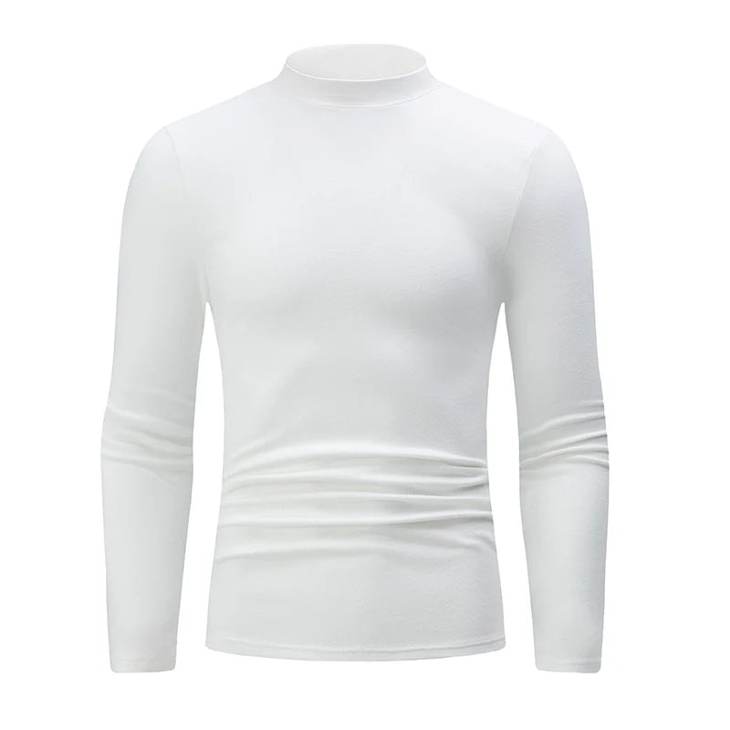 Haut Col Semi-Haut Manches Longues Homme — Sport Fitness Chaud Automne Hiver