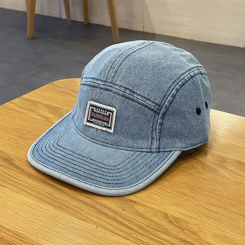 Casquette de Baseball en Denim à bord plat Vintage pour hommes et femmes, casquette à rabat Harajuku, mode Streetwear, chapeau de Skateboard à 5 panneaux