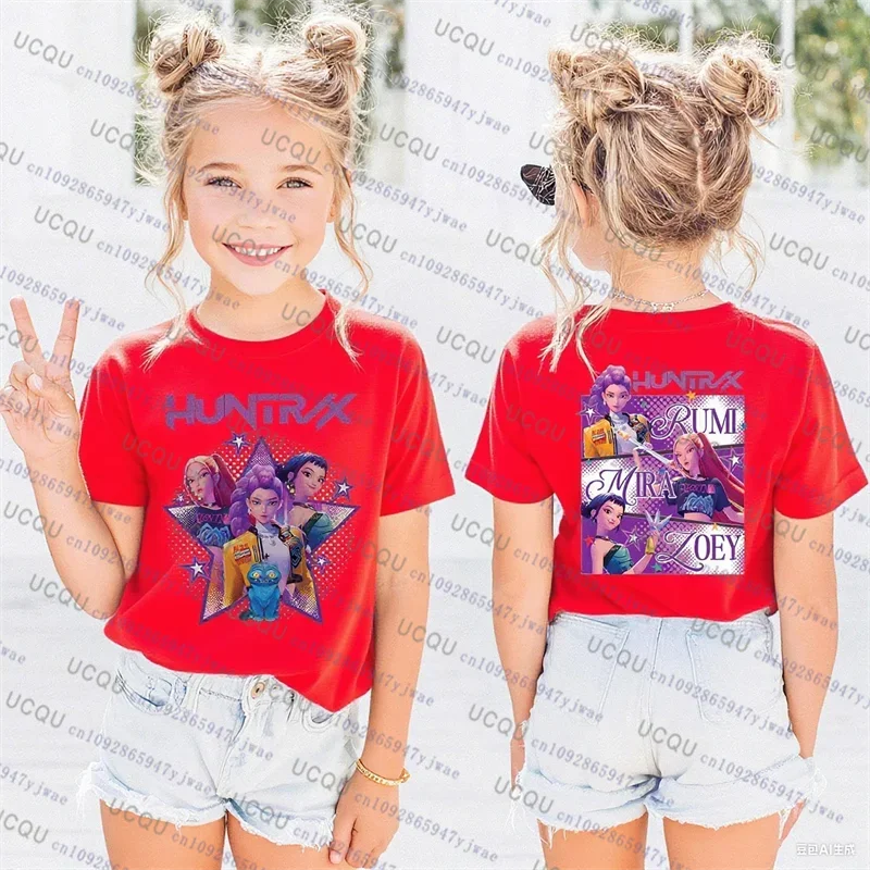 Camiseta Kpop Demon Hunters para padres e hijos, Halloween, Harajuku, moda casual, de algodón, ropa de Cosplay
