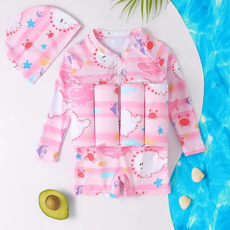 Maillot de Bain Flottabilité Enfant — Dessin Animé, Une Pièce, Protection Anti-Éruption, Garçon & Fille