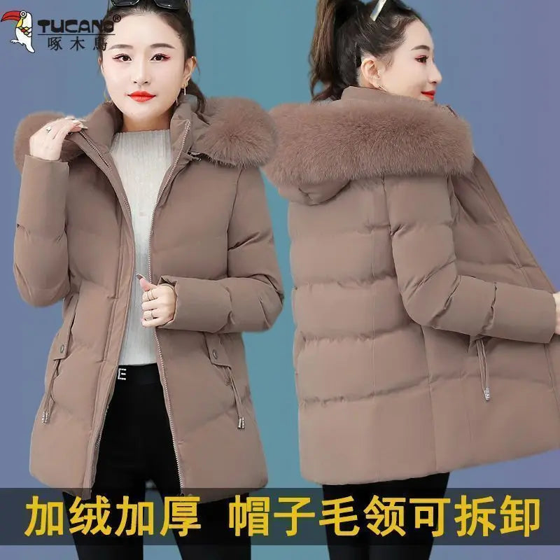 Veste à capuche en coton Smile pour femme, manteau d'optique, parkas chaudes en fourrure, coupe-vent, super chaud, vêtements pour femmes, hiver