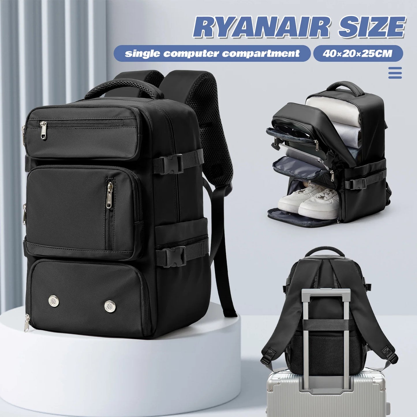 Sac à Dos Cabine Avion 40x20x25 Antivol — Sport Trekking Voyage Homme Femme