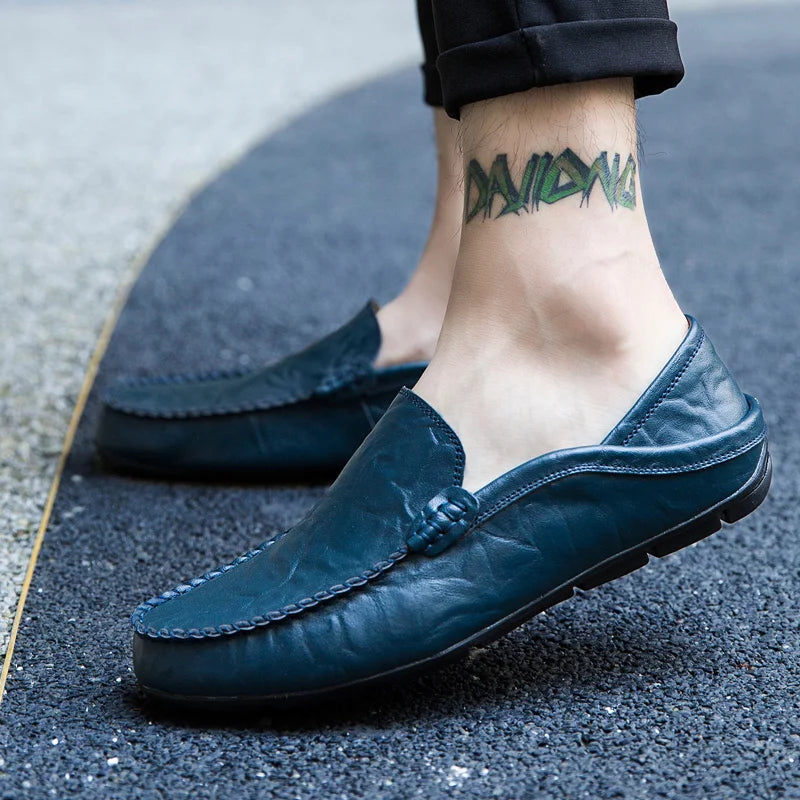 Men's Casual Genuine Leather Shoes Men's Loafers Designer Slip-on Boat Shoes High Quality Chaussure Homme Big Size 37-47