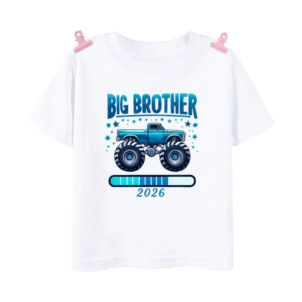 T-shirt imprimé pour enfants, tenue d'été pour enfants, chemises à manches courtes, vêtements d'annonce pour bébé, promu à Big Brother, Big Sister, 2026