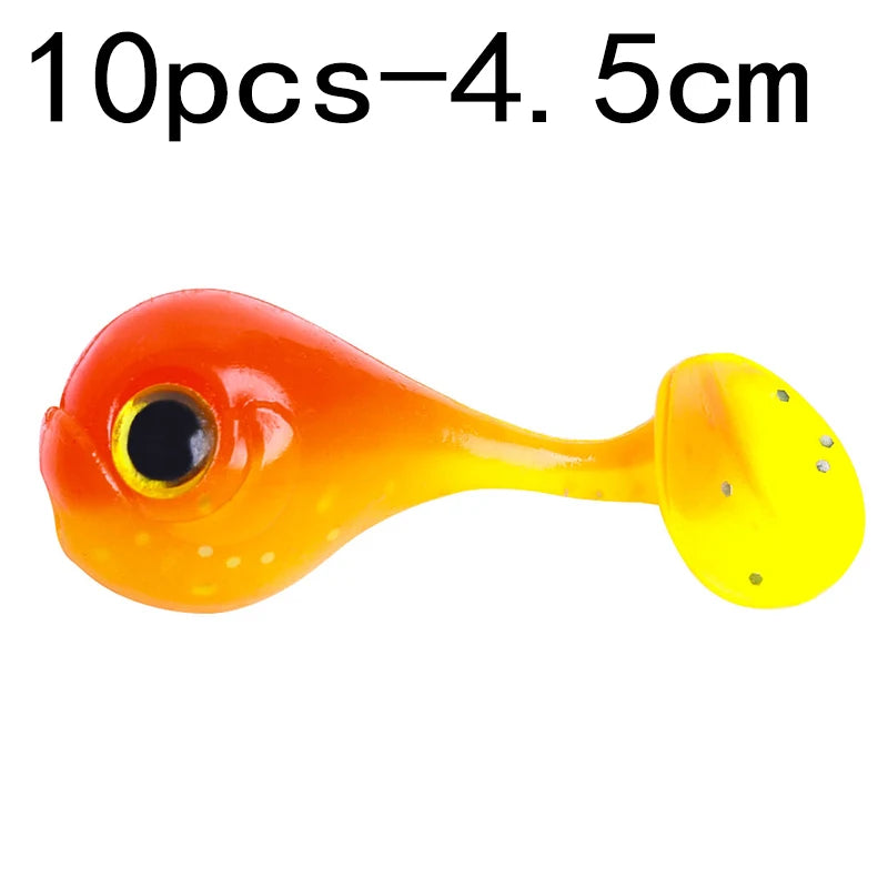 Leurre souple en silicone 4,5 cm avec queue en T — nageur, pêche carpe, black-bass, brochet