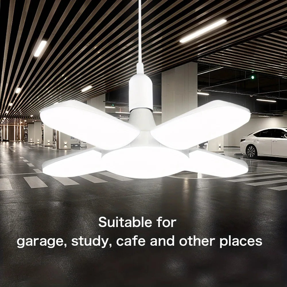 Ampoule LED pliable en forme d'éventail E27, déformation AC220V/110V pour plafonniers domestiques, entrepôt et Garage, feuille blanche 6500K
