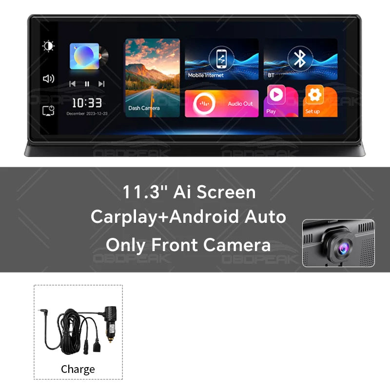 Cámara de salpicadero inalámbrica para coche, K2 Pro, DVR 4K, Carplay, Android Auto, pantalla AI, grabadora de vídeo Len para turistas, navegación GPS, salpicadero Prada, 11.3 pulgadas