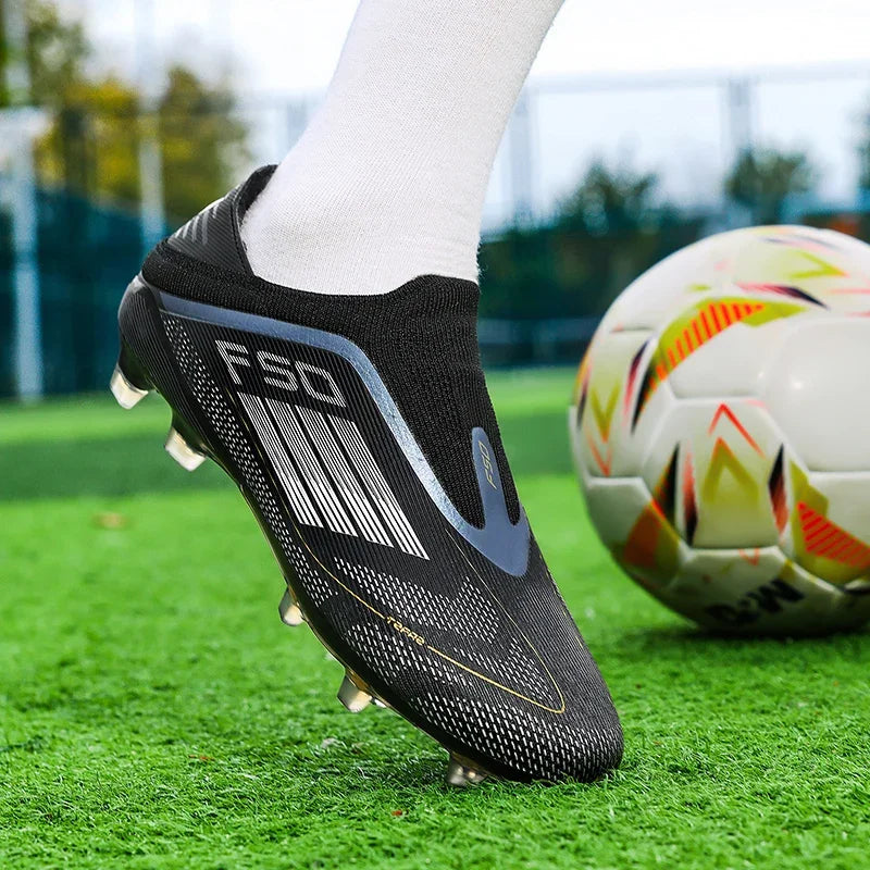 Chaussures de Football FG Homme Cuir Verni Montantes Imperméables — Ultra-légères, Professionnel EU 32–48