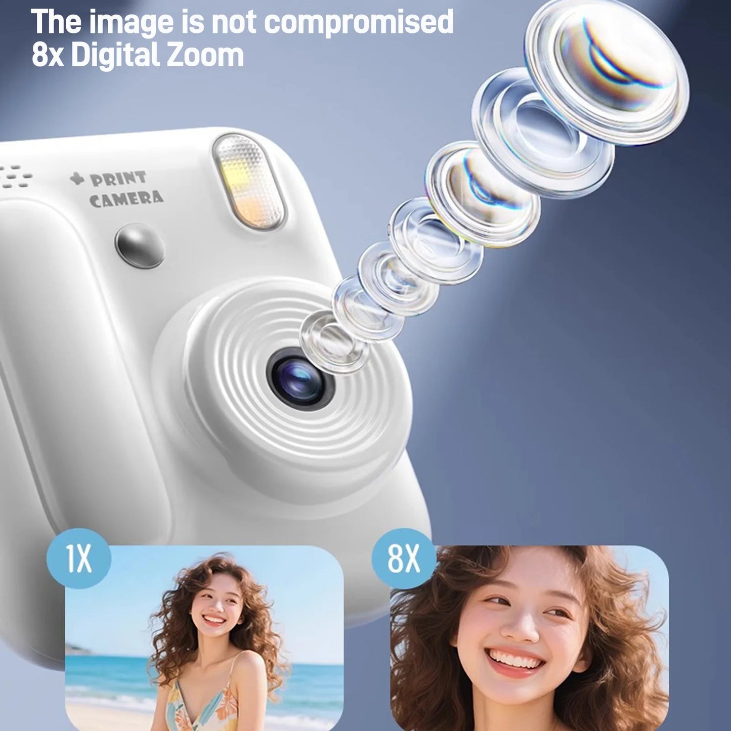 Instant Camera for Kids, Color Printing, 32GB, 1080P, Thermal Print Toy, Photo, Video Games, Music, Children's Gift