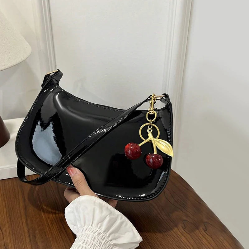 Sac à Main Cuir PU Femme — Pendentif Cerise Bandoulière Décontracté