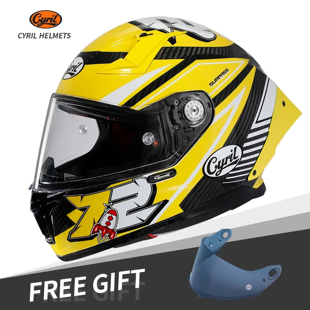 Casque Moto Intégral Fibre Carbone Kevlar — Léger Course DOT ECE Unisexe