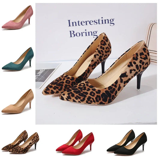Large Size 44 Sexy Elegant Women's Fashion Shoes Leopard Print Fashion Pointed Toe 8.5 cm High Heels Sandals Women's Shoes 2025