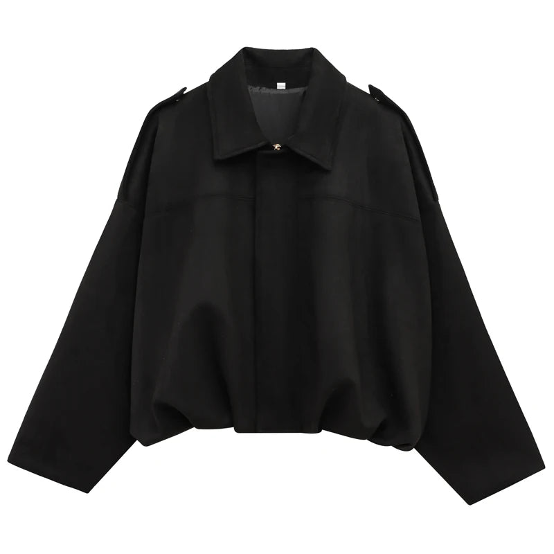 Veste bomber femme en daim — revers, fermeture éclair, manches longues, recadrée, 2025