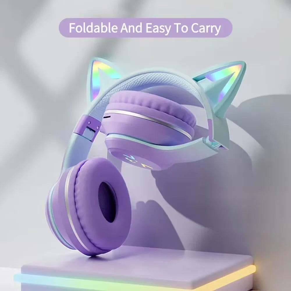 GRB Glow Gaming Médiateur set, Gamer Stereo Bass, Cat Ear, Earpods sans fil, Écouteurs Bluetooth, Câble TYPE-C, Casque Bluetooth, Mains libres