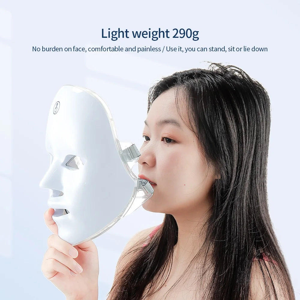 Machine de Beauté Visage Sans Fil — Masque Photons 7 Couleurs LED Raffermissement