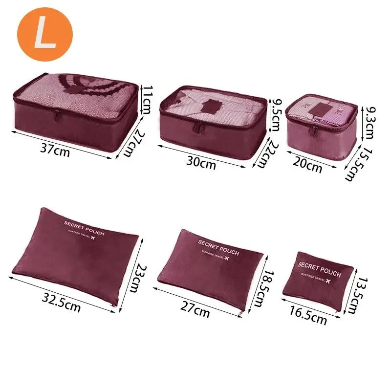 Organisateur de Voyage 6 Pièces — Valise Portable Vêtements, Chaussures & Maquillage