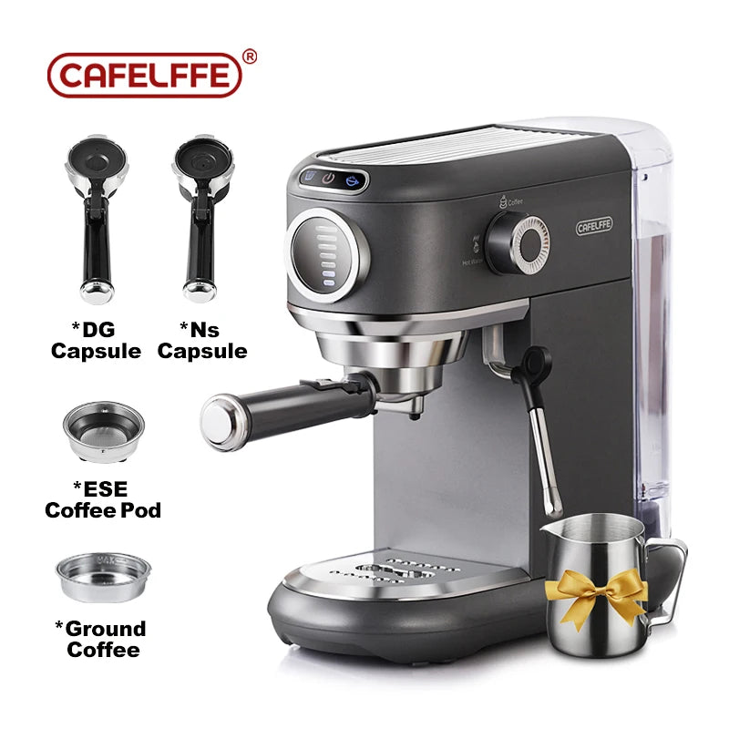Cafelffe 4-in-1 Coffee Maker Cappuccino Dolce Gusto Nes Capsule Espresso Machine ESE Pod Ground Coffee Gift for Lovers, Dad, Mom