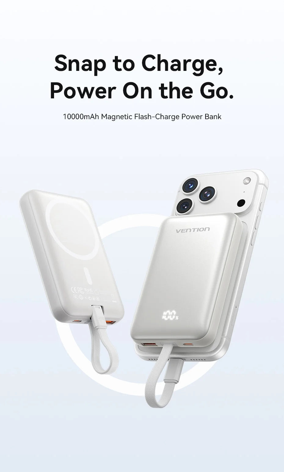 [Certification CCC] Batterie externe magnétique Vention 22,5W 10000mAh Portable 3C Powerbank Chargeur rapide sans fil 15W pour iPhone 17 16