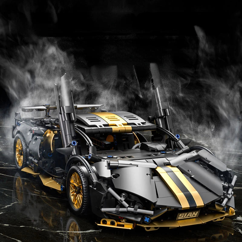 Blocs de construction de course de supercar noir, technologie 1:14, voiture en brique assemblée, jouet, cadeau d'anniversaire pour garçons