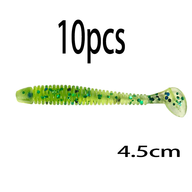 Leurre souple en silicone 4,5 cm avec queue en T — nageur, pêche carpe, black-bass, brochet