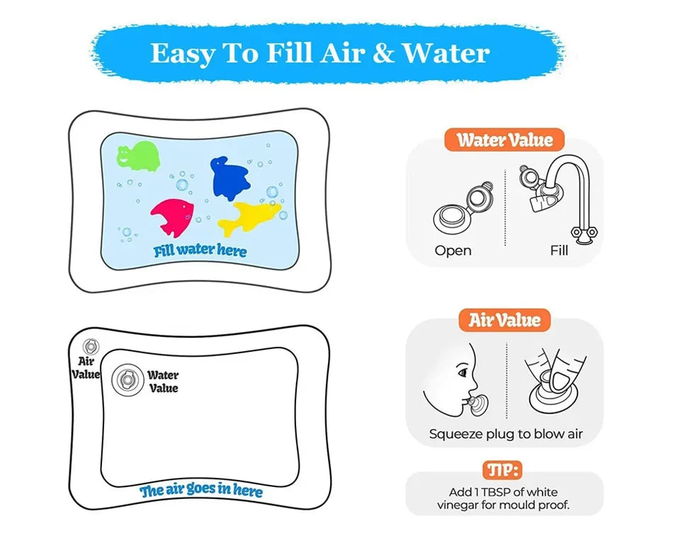 Alfombrilla de juego inflable para bebé, cojín de agua de PVC para bebés, almohadilla de juego acuática para niños, juguetes de actividad de desarrollo para educación temprana