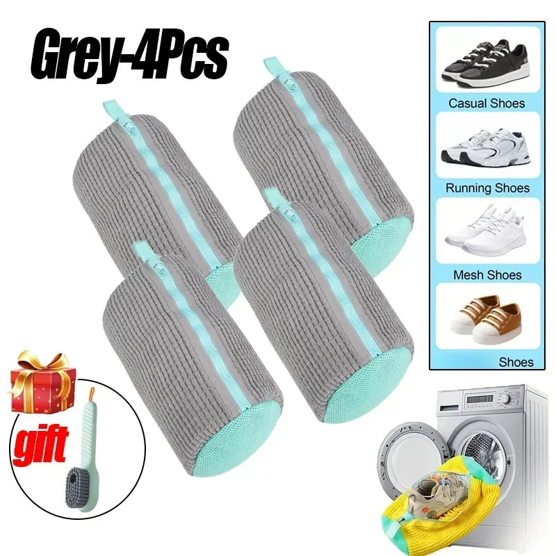 Sacs à linge, sac pour Machine à laver les chaussures, avec fermeture éclair, avec riche peluches à l'intérieur, parfait pour les baskets et les chaussures décontractées