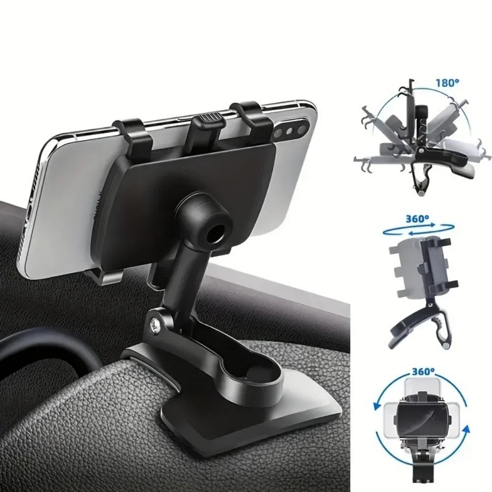 360° Rotatable Car Phone Holder, Universal Cell Phone Holder, Dashboard Easy Clip Mount, Mobile Phone Holder for GPS Navigation