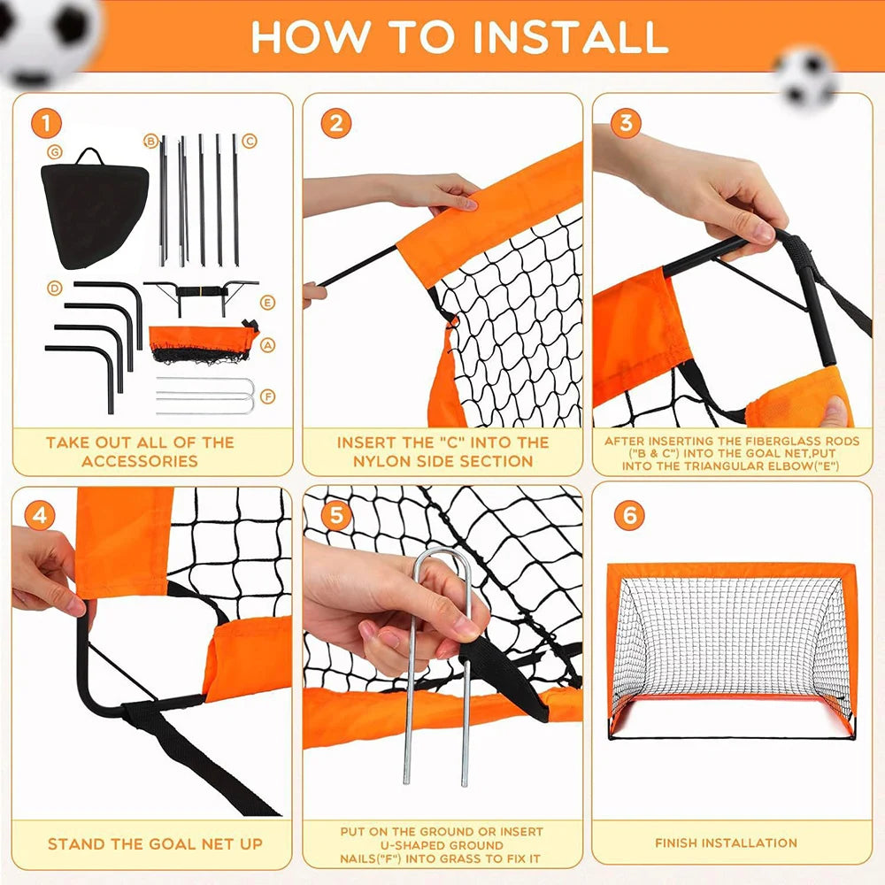 But de Football Pop-Up Portable Pliable Nylon — Entraînement Enfant, Jardin Intérieur & Extérieur
