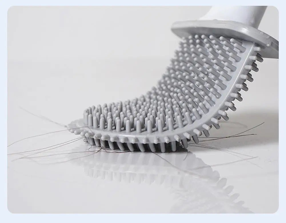 Nettoyeur de brosse de toilette suspendu en Silicone, avec manche Long, nettoyeur Flexible, brosse de salle de bain, support à séchage rapide, accessoires de salle de bains