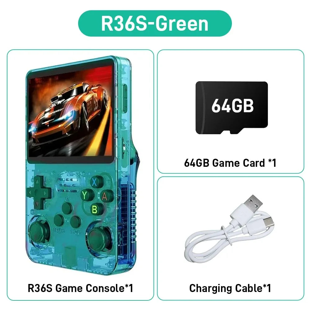 Console de jeu rétro portable 3,5" IPS — 64 Go, plusieurs couleurs, lecteur portable, jeux classiques