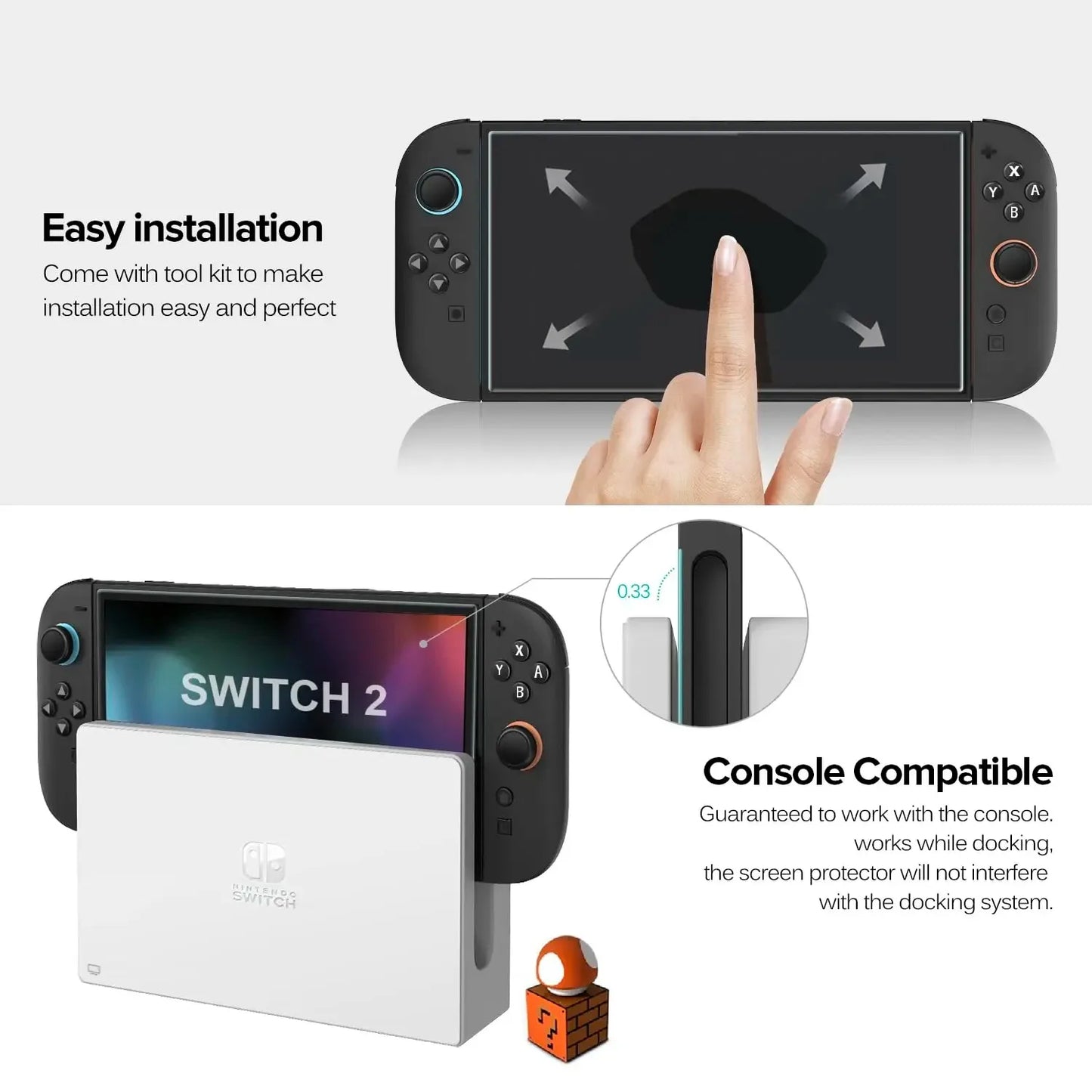 Protector de pantalla de cristal templado HD NS2 para Switch 2, protector de pantalla transparente antiarañazos para New Switch 2 2025