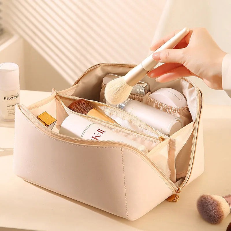 Organizador de maquillaje, neceser de mujer, estuche de maquillaje, bolsa de almacenamiento, caja de lujo para señoras, neceser de cosméticos, bolsa de viaje con cremallera