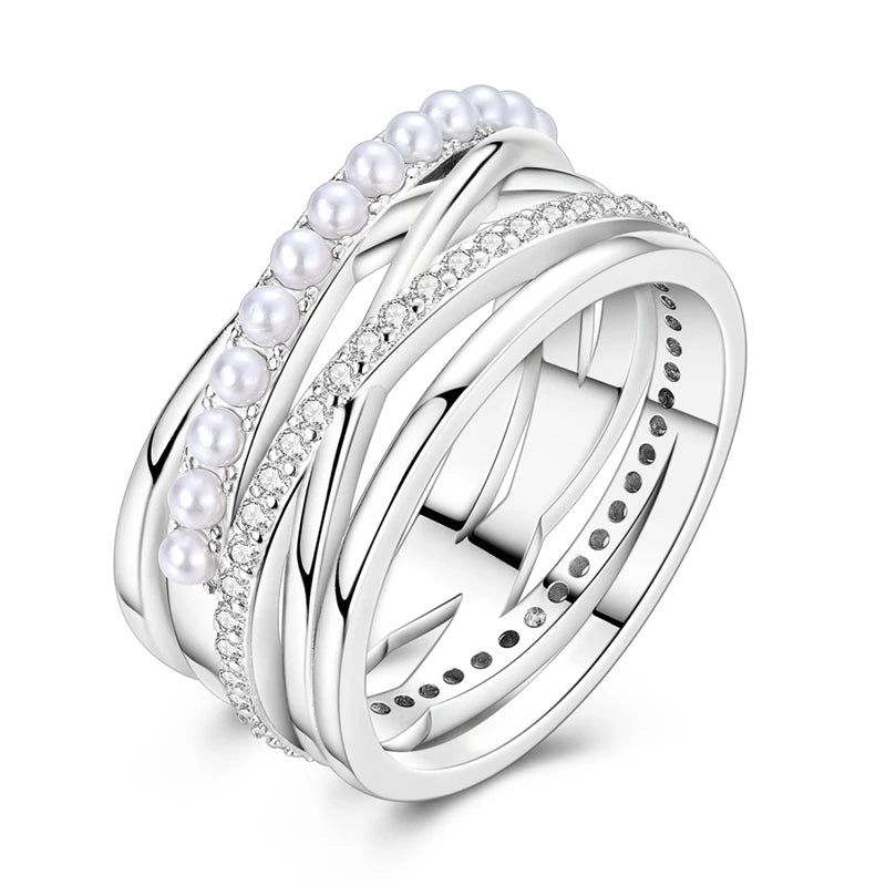 925 Sterling Silver Rings, Intertwined Line, Zircon Geometric Coiled Rings, Romantic Engagement, Wedding, Valentine's Day, Fine Jewelry, Gift