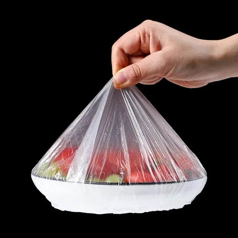 Envoltorio de plástico desechable Saran Wrap, tapa elástica de calidad alimentaria, bolsa de plástico para conservar la frescura, accesorios de almacenamiento de cocina