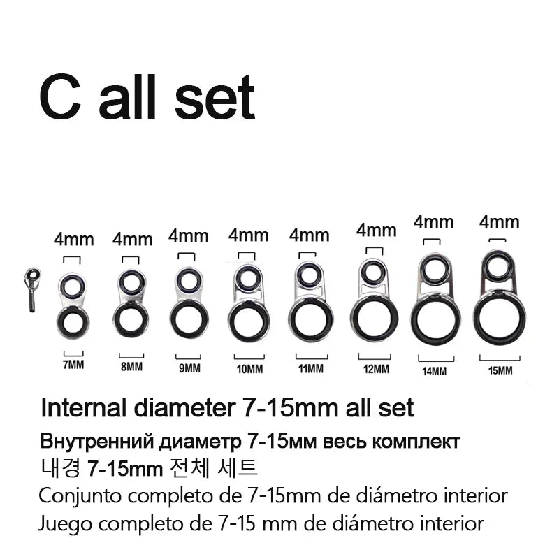 2mm-12mm tout ensemble diamètre roche canne à pêche Guides anneau réparation plusieurs tailles mer canne à pêche Guide anneaux rocky tige fil boucle