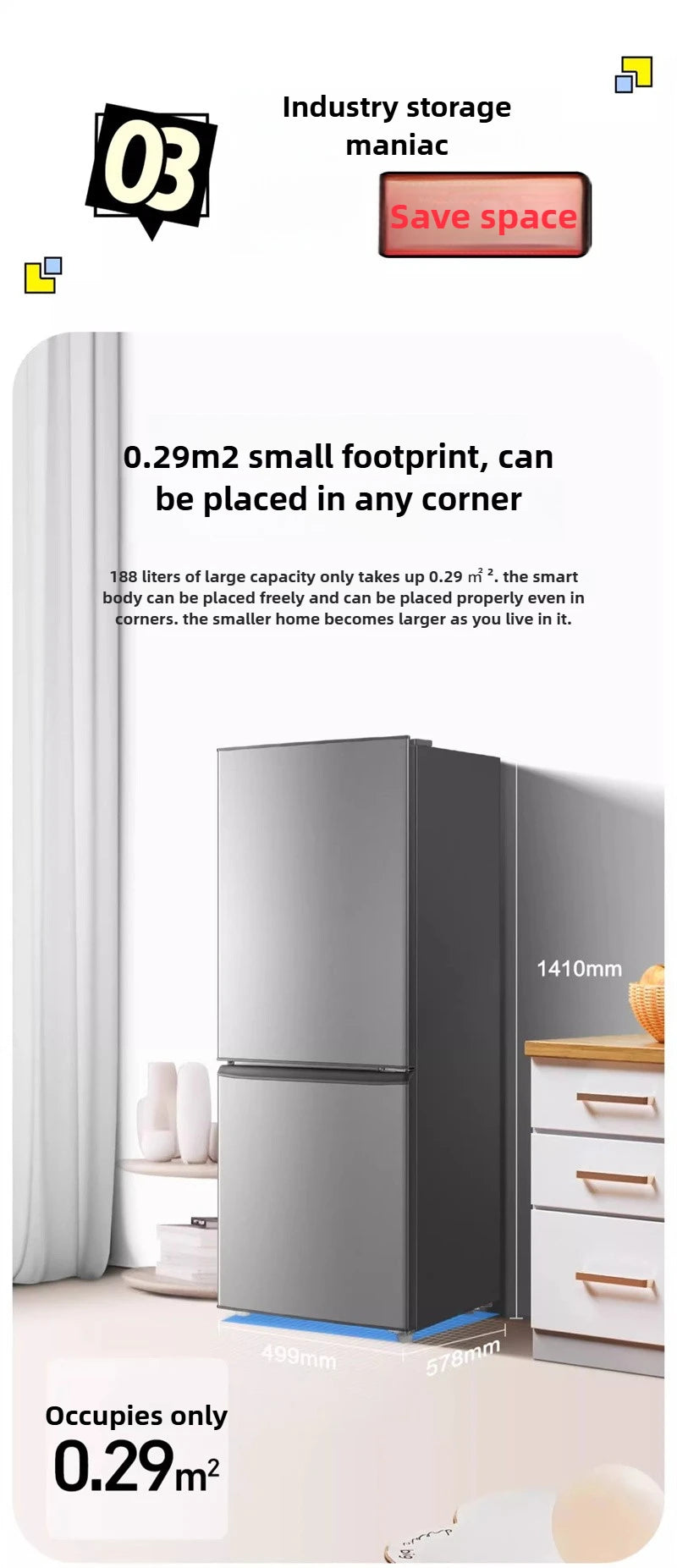 Refrigerador de primera clase, de bajo consumo energético, sin escarcha, congelador de gran capacidad de doble puerta, refrigerador para habitaciones de alquiler Z