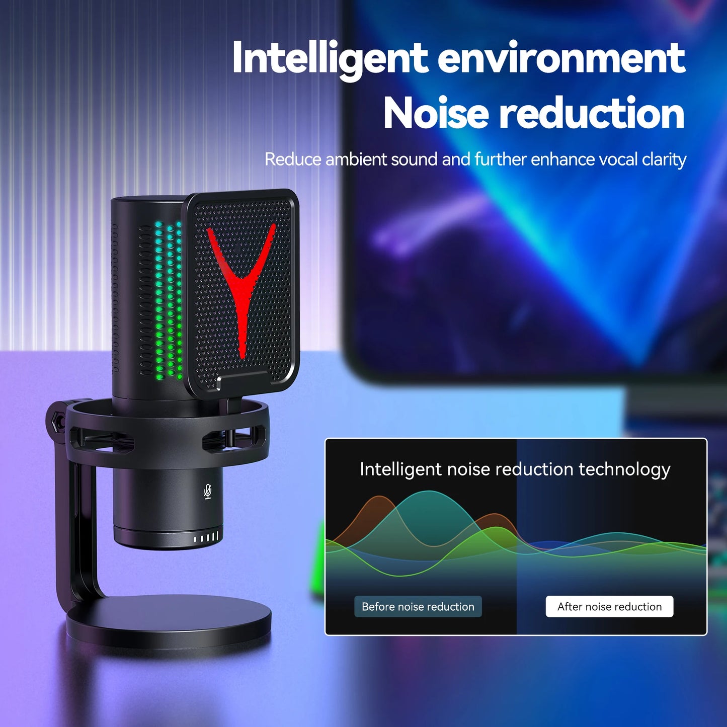 Microphone USB à condensateur pour gaming et podcast – Micro filaire pour PC, streaming et karaoké