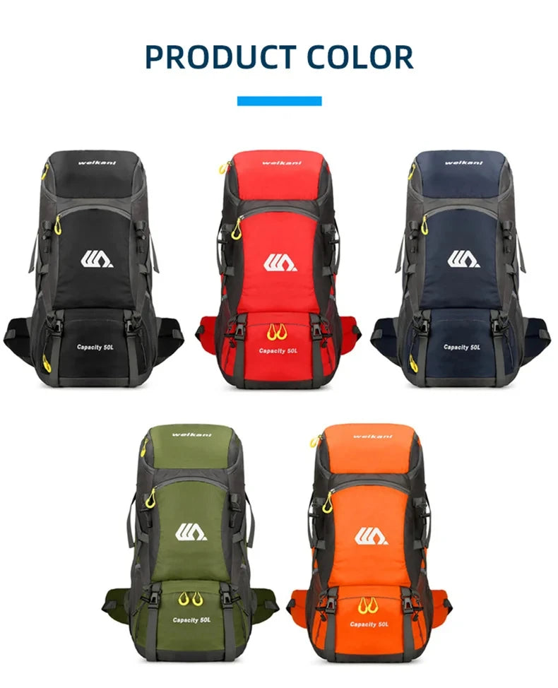 Sac à dos d'escalade en nylon pour homme, sac à dos de camping, sac à dos de randonnée, sports de plein air, canadisme, trekking initié, sac à dos de voyage, 50l