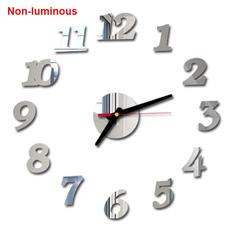 Wall clock DIY Luminous Wall Clock Quartz Watch Acrylic Mirror Stickers Wall Clock Wall Decoration Hot Home Decoration