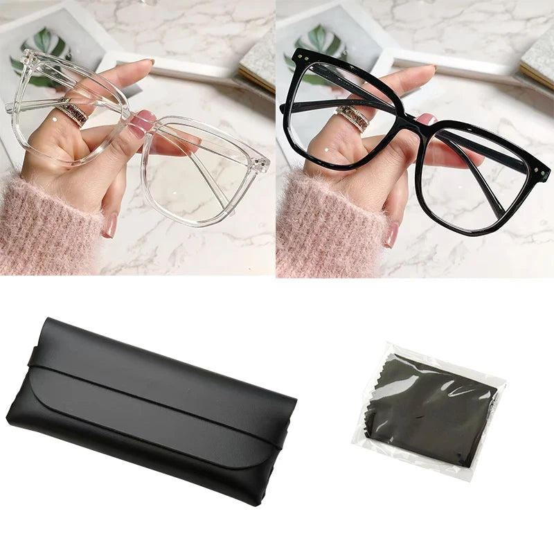 Women's blue light blocking glasses, with regular eyeglass frames, retro finish, flat lightweight frame