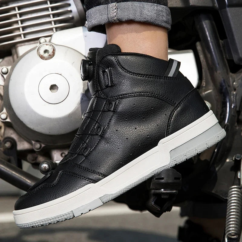 Chaussures Moto & Vélo Homme Cuir Antidérapantes — Route & Montagne