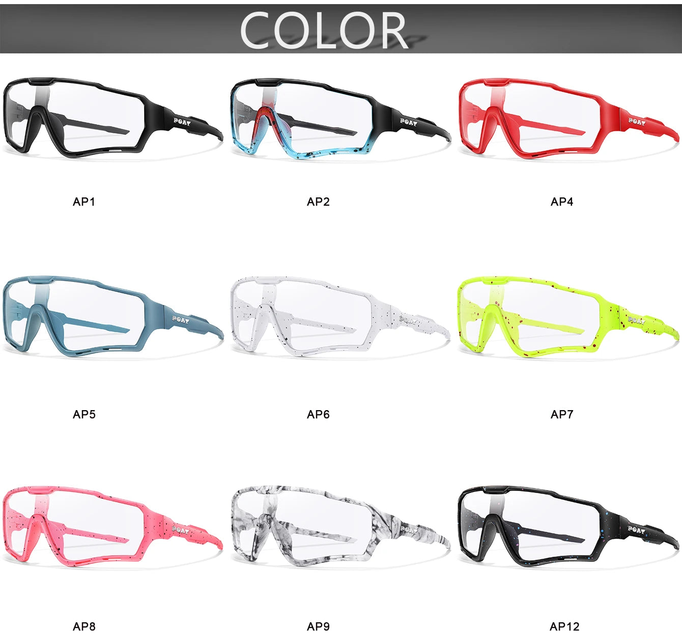 POAT tout nouveau Style lunettes de soleil photochromiques sport hommes femmes vtt vélo lunettes de vélo cyclisme pêche lunettes de course