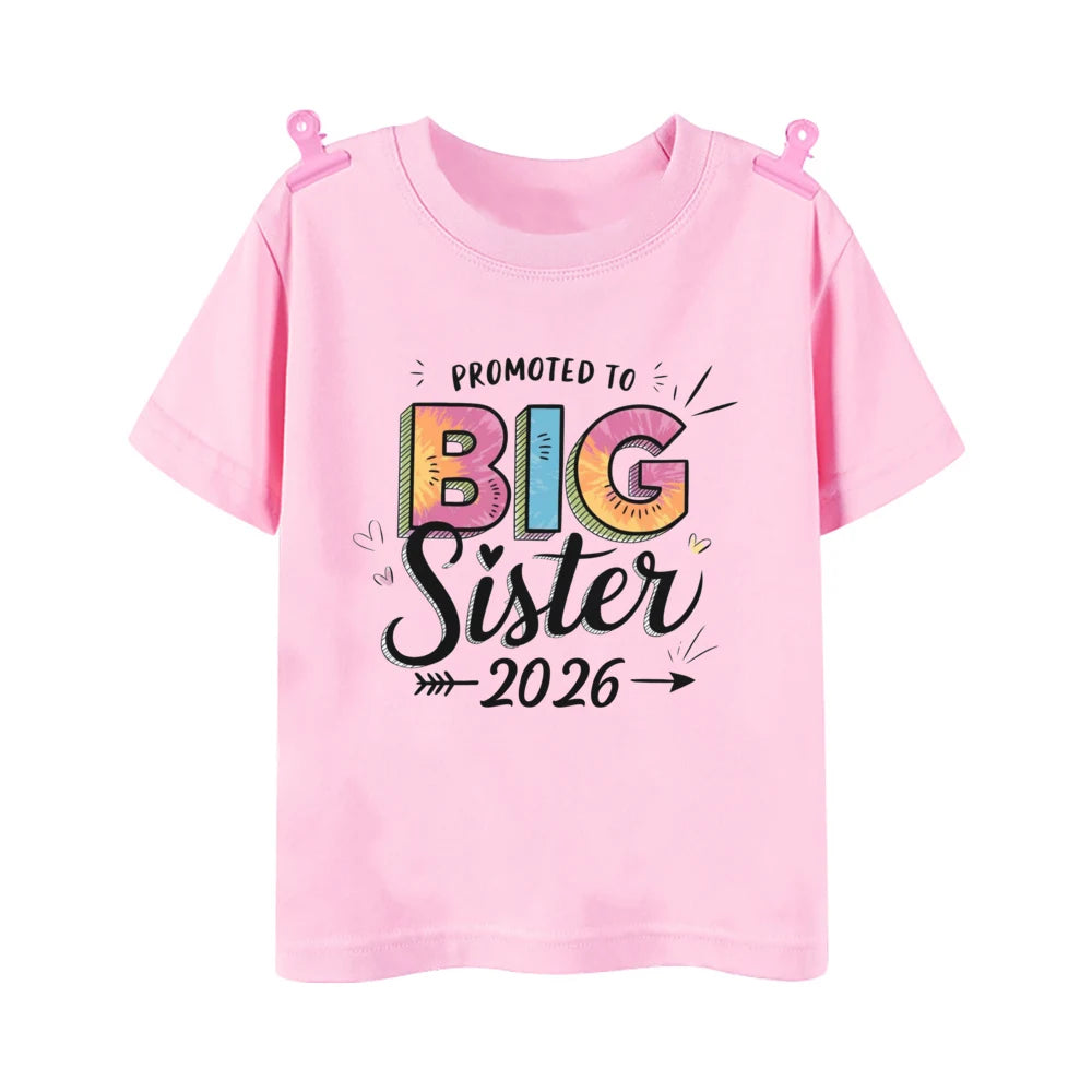 T-shirt imprimé pour enfants, tenue d'été pour enfants, chemises à manches courtes, vêtements d'annonce pour bébé, promu à Big Brother, Big Sister, 2026