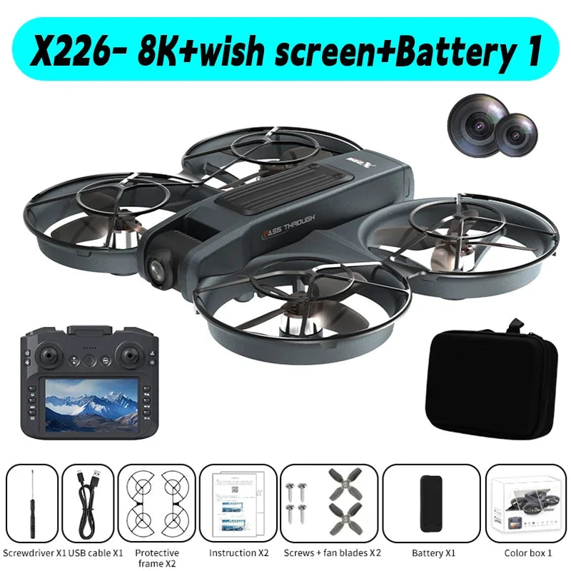 Mini dron profesional 4K Lenovo X226/X226VR, helicóptero teledirigido, avión RC, dron con pantalla, cuadricóptero, juguete de regalo para niños