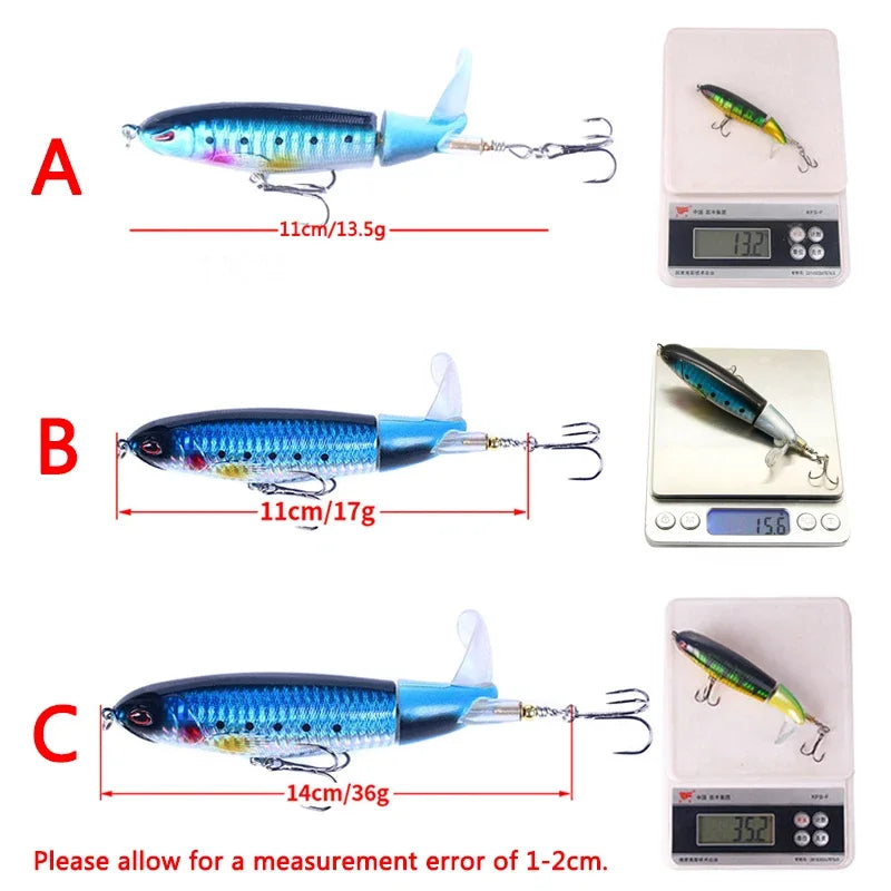 Ensemble de leurres de pêche Popper Topwater, Wobblers rotatifs artificiels, matériel de queue, appâts durs, accessoires de pêche, 5 pièces, 10 pièces