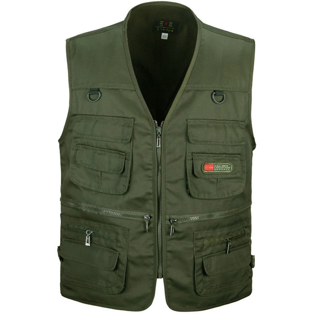 Gilet de randonnée en plein air pour hommes, multi-poches, respirant, pour la chasse et la pêche, veste de sport fine et Simple pour l'extérieur
