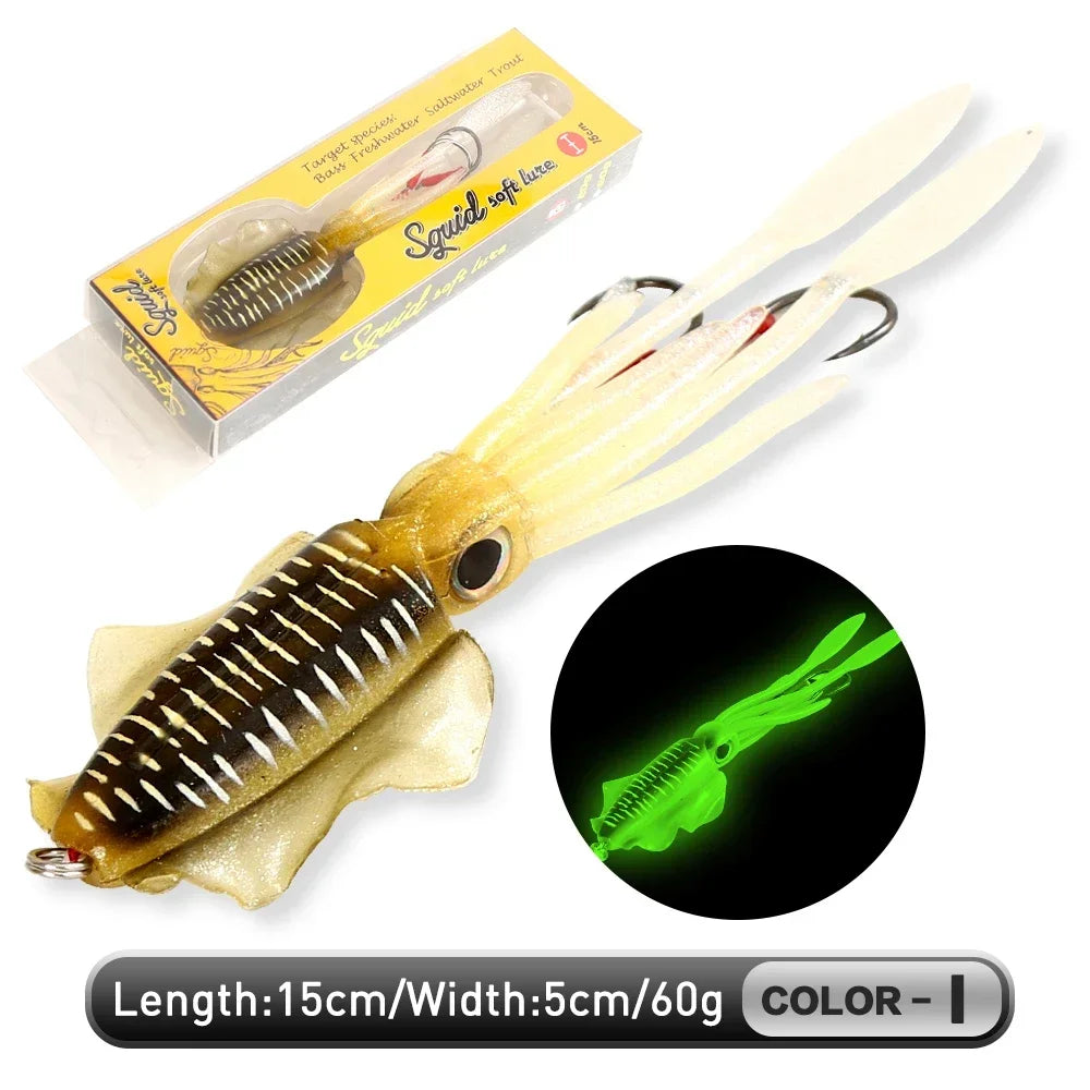 ZUKIBO-Appât souple pour la pêche au calmar, leurre de pêche à la traîne, gabarits de tête de poulpe, gabarit de calmar UV Shoous pour la pêche en bateau de haute mer, appâts Wobblers, 60g