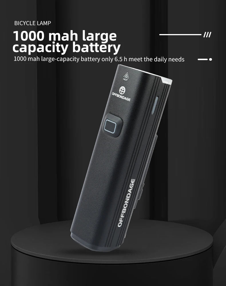 OFFBONDAGE Vélo Lumière 1000Lumen Vélo Phare Banque de Puissance Lampe de Poche Guidon USB Charge VTT Route Point culminant